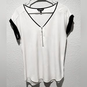 Express White Sheer Short Sleeve Top (M)